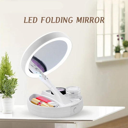 Foldable LED Magnifying Mirror