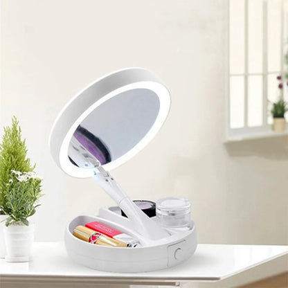 Foldable LED Magnifying Mirror